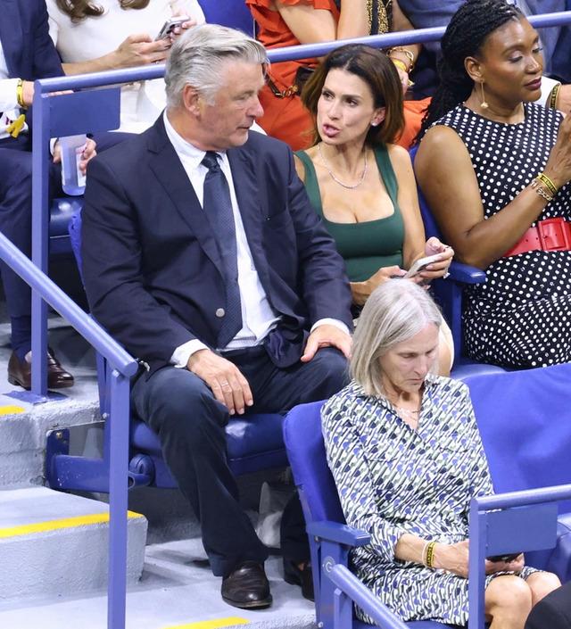 Alec and Hilaria Baldwin sharing a moment at the US Open.